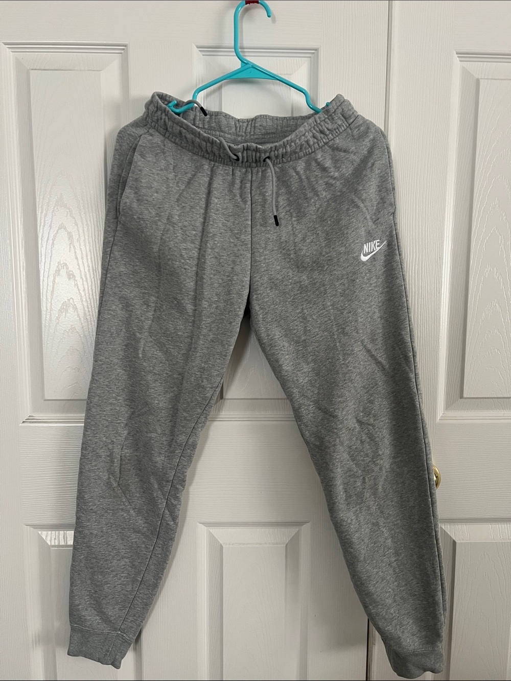 Nike Gray Women’s Fleece Joggers with White Swoosh